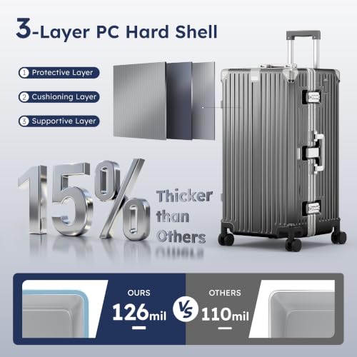 ALPHA CAMP 2-Piece Luggage Set, 20 Inch Carry-On & 28 Inch Trunk Luggage - color: Grey, size: 20 Inch + 28 Inch Trunk