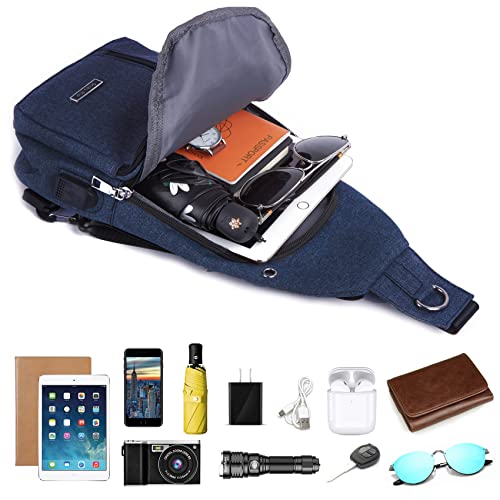 Seoky Rop Small Sling Bag Crossbody for Men Women One Strap Shoulder Cross Body Bag Sling Backpack for Travel - color: Blue