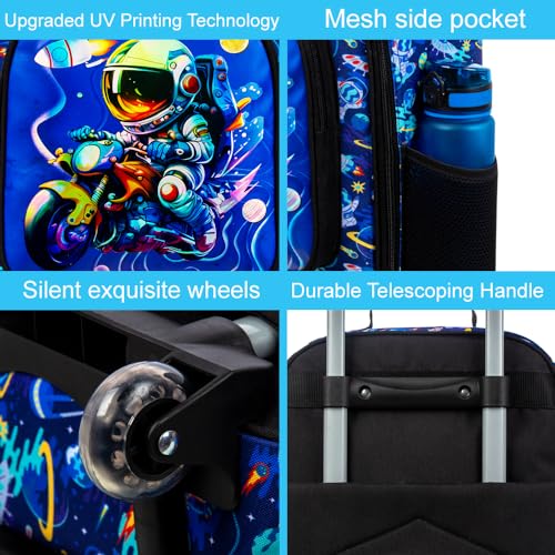 Boys Suitcase, 18" Kids Carry on Luggage With Wheels, Space Suitcases for Toddler Children(Black) - color: Astronaut Blue