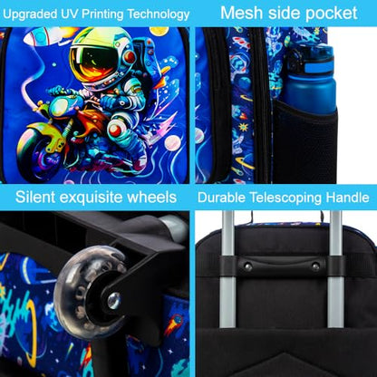 Boys Suitcase, 18" Kids Carry on Luggage With Wheels, Space Suitcases for Toddler Children(Black) - color: Astronaut Blue