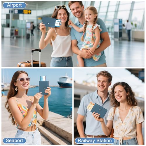 Passport Holder for Travel RFID Blocking Passport Wallet Cover - color: Blue