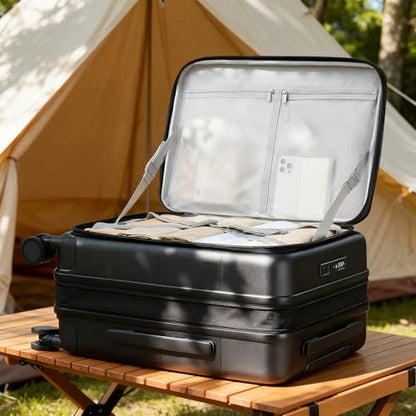 Hanke Hardside Expandable Carry On Luggage, 20 Inch Top Opening Suitcase - color: Jet Black, size: 20 Inch EXT