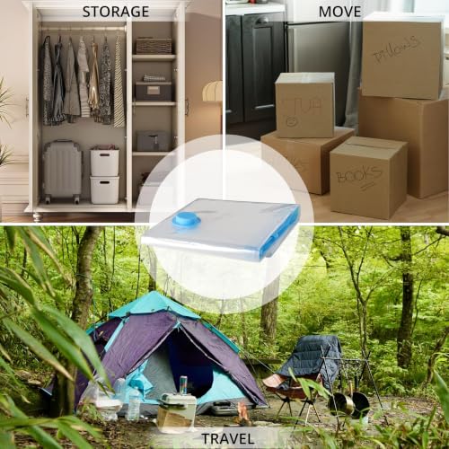 Vacuum Storage Bags 7 Pack Medium for Clothing Travel with Hand Pump - size: 7-Medium