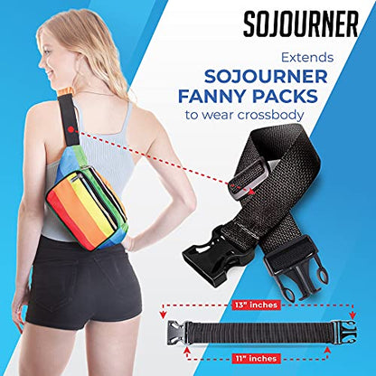 Fanny Pack Extender Belt Bag Adjustable Strap Buckle Waist Extender - ONLY COMPATIBLE WITH SOJOURNER FANNY PACKS - color: Black v2