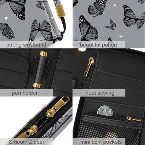 Family Passport Holder Wallet RFID Blocking Document Organizer - color: Butterflies