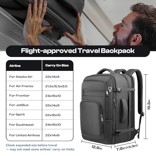 Travel Backpack, Expandable Carry On Backpack Flight Approved,17.3" Laptop - color: Black, size: 17.3Inch