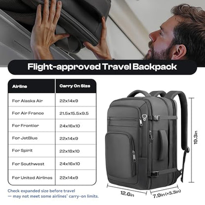 Travel Backpack, Expandable Carry On Backpack Flight Approved,17.3" Laptop - color: Black, size: 17.3Inch