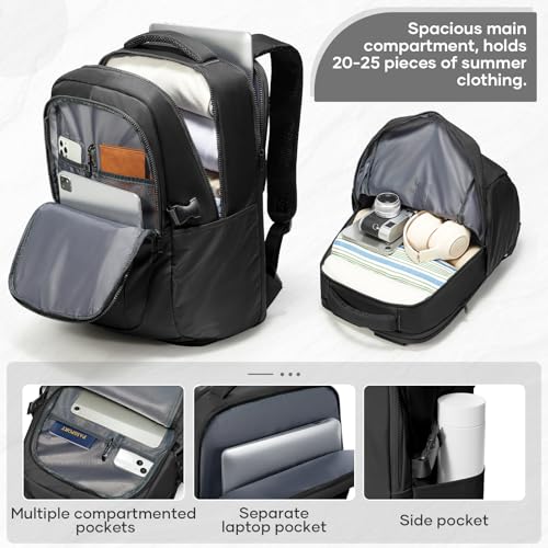 suwasp Large Travel Backpack for Women Men Mochila Airline Approved Carry On Personal Item Backpack Bag Frontier Airlines Personal Item Travel Bag Flight Approved Luggage Backpack - Black - color: Black