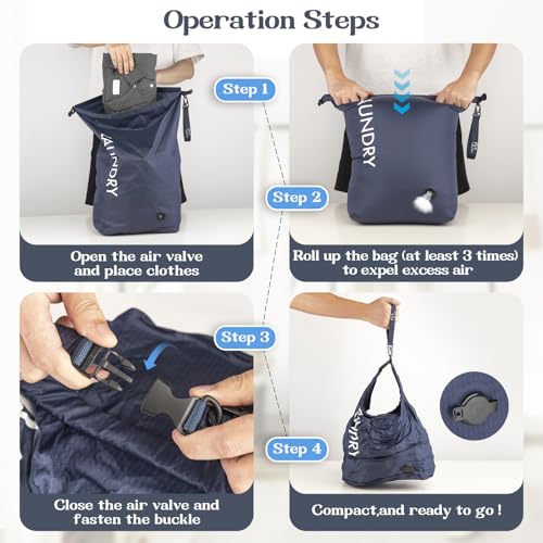 Travel Laundry Bag, Vacuum Compression Dirty Clothes Travel Bag - color: Navy Blue, size: Medium