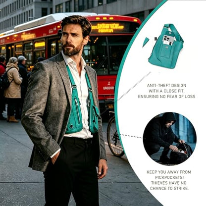 FANNING511 Double Shoulder Armpit Bag for Men Underarm Bag Multi Pocket Underarm Shoulder Bag - color: blue