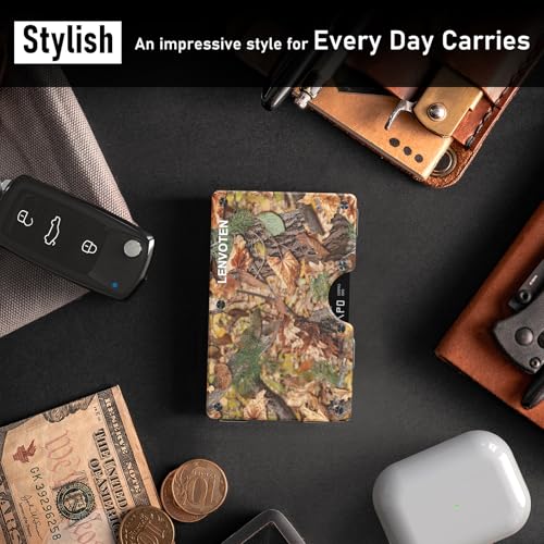 Lenvoten Upgraded Hinged Minimalist Wallet for Men, RFID Blocking Wallet - color: T5-Jungle Camo