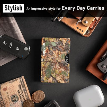 Lenvoten Upgraded Hinged Minimalist Wallet for Men, RFID Blocking Wallet - color: T5-Jungle Camo