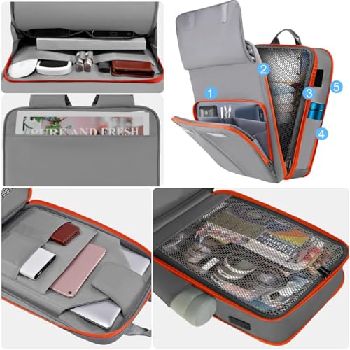 ZINZ Slim & Expandable Laptop Backpack 15.6 16 17 inch,Gray Orange - color: G01og01
