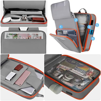 ZINZ Slim & Expandable Laptop Backpack 15.6 16 17 inch,Gray Orange - color: G01og01