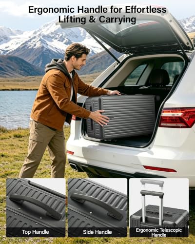 MILADA 28'' Hardshell Checked Suitcase, Trunk Zipperless Aluminum Luggage - color: Rock Gray, size: Trunk 28 Inch