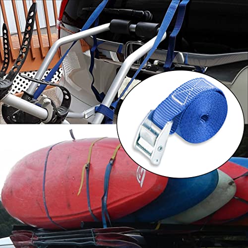 Cartman 1" x 12 ft Lashing Straps, 6 Pack, 600 lb Break Strength, Blue - color: Blue, size: 6 PK
