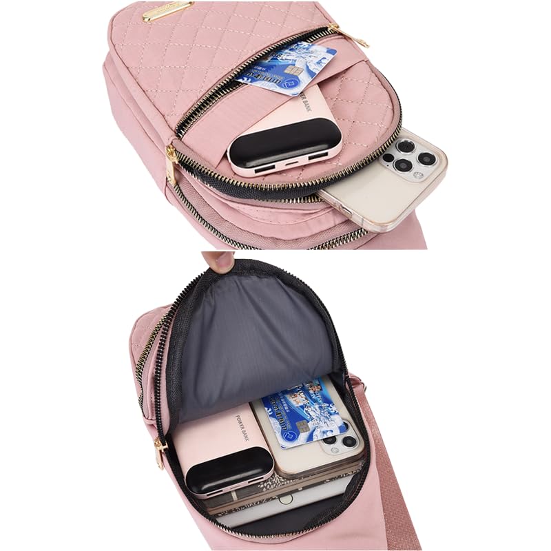 Small Sling Bag For Women Men Fashion Casual Crossbody Sling Backpack Solid Wallet - color: Pink