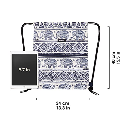 WANDF Drawstring Backpack, Gym Sackpack for Sports (Blue Elephant) - color: Blue Elephant