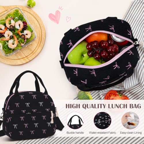 DIGOBAY 4PCS Corduroy Backpack For Girls with Lunch Box Pencil Pouch