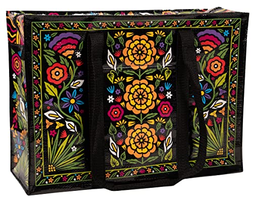 Blue Q Reusable Shoulder Tote Bag - Carry Everywhere Bag with Hefty Zipper - color: Flower Fest