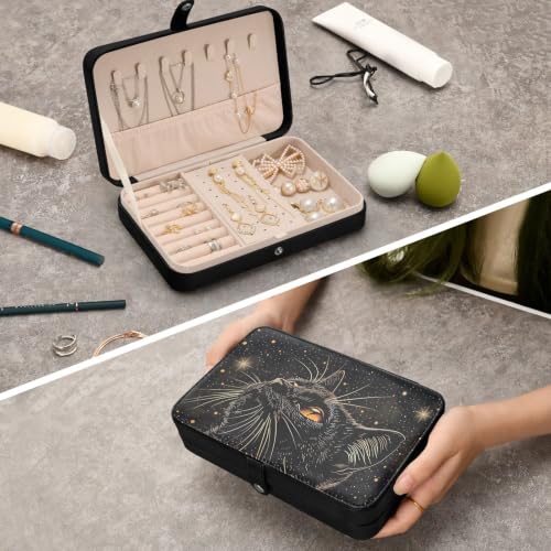 senya Leather Jewelry Box Starry Black Cat Ring Storage - color: Cat 2
