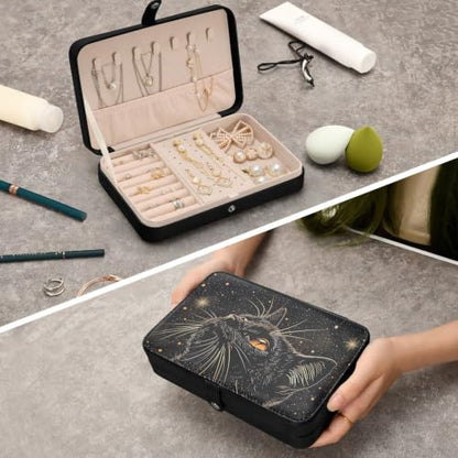 senya Leather Jewelry Box Starry Black Cat Ring Storage - color: Cat 2