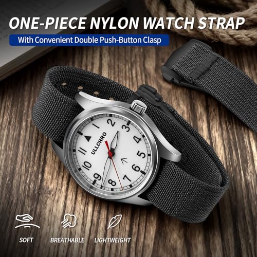 Nylon Watch Strap 20mm 22mm Nylon Watch Band Replacement Single Pass Strap Breathable Military Watch Bands for Men Soft Elastic Watch Straps - color: Black (Black Buckle), size: 22mm