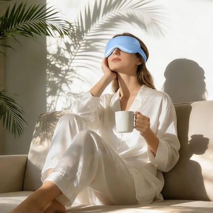 ZIMASILK Adjustable 100% 22 Momme Mulberry Silk Sleep Mask - color: Sky Blue