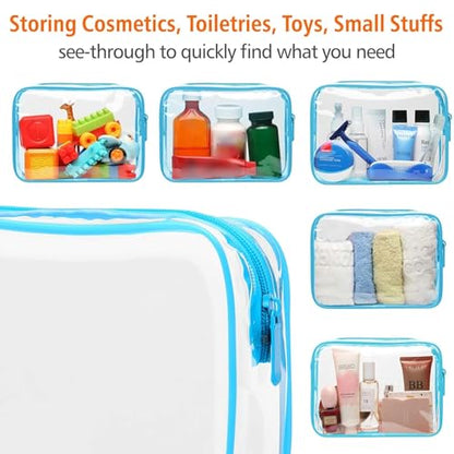 PACKISM Clear Makeup Bag for Travel - TSA Approved Toiletry Bag, Blue - color: New Blue, size: Medium Set (Standard)