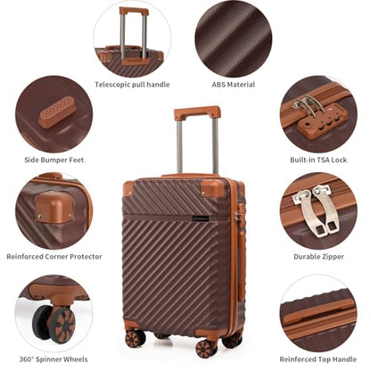 Cosbarn Luggage Sets 5 Pcs Suitcases with Wheels, 20"/24"/28",Burgundy - color: Burgundy, size: 5 Piece Sets (20/24/28/Db/Tb)