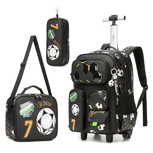 Meetbelify Kids Rolling Backpack with Wheels for Elementary Preschool Students Boys Travel Luggage Carry on Backpack for Boys Ages 6-8 - color: 02 Gray