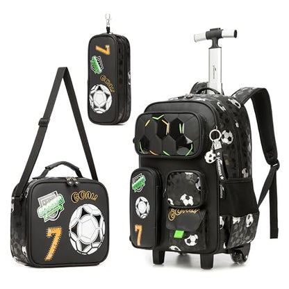 Meetbelify Kids Rolling Backpack with Wheels for Elementary Preschool Students Boys Travel Luggage Carry on Backpack for Boys Ages 6-8 - color: 02 Gray