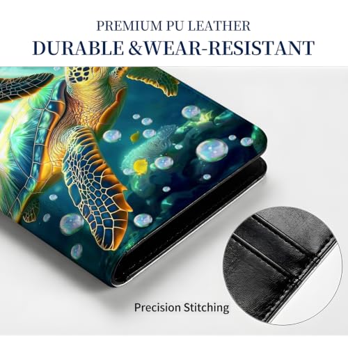 Passport Wallet for Women,Travel Wallet Passport Holder RFID Blocking - color: Turle Cute Green