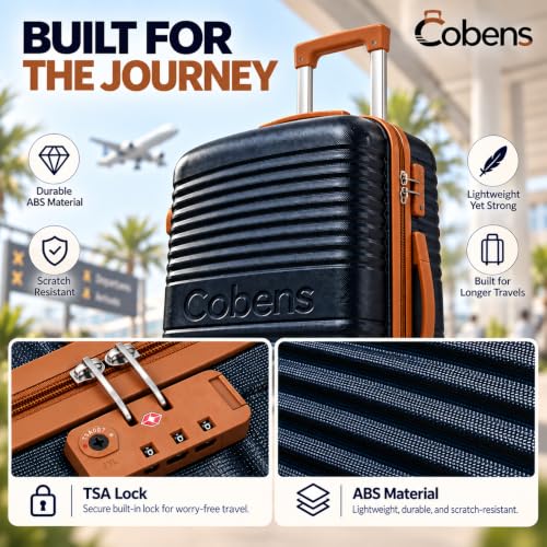 Cobens Luggage Sets 5 Piece, Suitcases with Wheels, TSA Lock, 20/24/28,Blue - color: Blue, size: 5 Piece Sets (20/24/28/DB/TB)