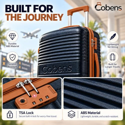 Cobens Luggage Sets 5 Piece, Suitcases with Wheels, TSA Lock, 20/24/28,Blue - color: Blue, size: 5 Piece Sets (20/24/28/DB/TB)
