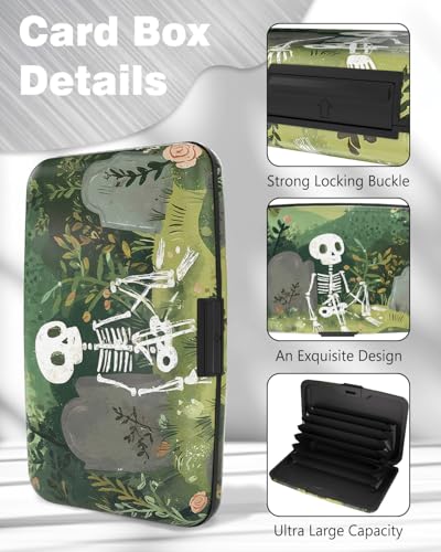 Maicican Credit Card Holder, Mini RFID Blocking Aluminum Wallet - color: Lonely Skeleton Frame