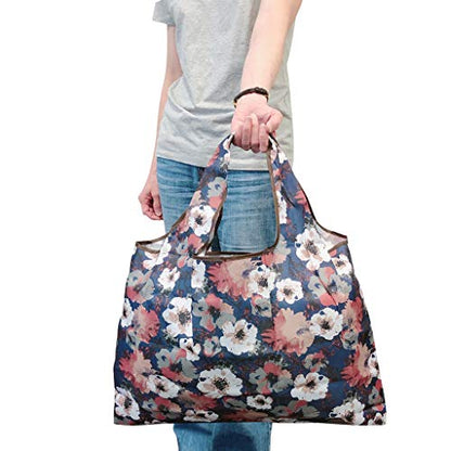 allydrew Large Foldable Tote Nylon Reusable Grocery Bags, Easter Floral - color: Easter Floral