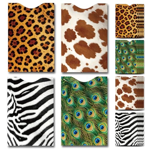 peacoblue 20PCS Leopard and Zebra Fur RFID Sleeves for Credit Cards - style: Leopard and Zebra Fur