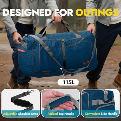 Canway 85L Travel Duffel Bag, Foldable Weekender Bag with Shoes Compartment for Men Women Water-proof & Tear Resistant - color: Aegean Blue, size: 85L