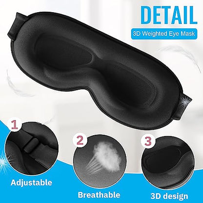 Sleep Mask for Lash Extensions, 3D Contoured Weighted Eye Cover - color: Black