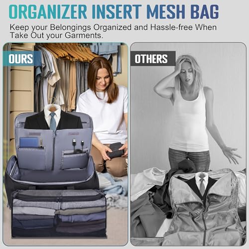 HILOMON 2 in 1 Garment Duffle Bags for Travel Mens Carry-on Duffel Bag - color: Black Mesh Storage
