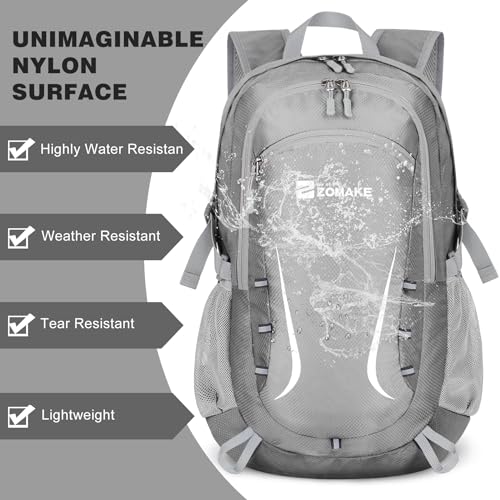 ZOMAKE Lightweight Packable Backpack 35L, Foldable Backpacks Water Resistant Collapsible Light Daypack for Hiking(Silver Grey) - color: Silver Grey B, size: 35L