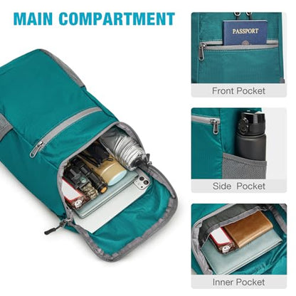 G4Free 10L Lightweight Packable Hiking Backpack, Nylon Daypack Daily Travel - color: Dark Green, size: Small