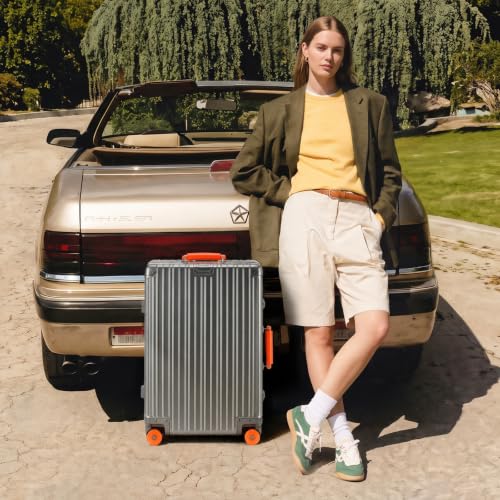 20 Inch All Aluminum Zipperless Carry On Luggage,Hard Shell Suitcase - color: Grey
