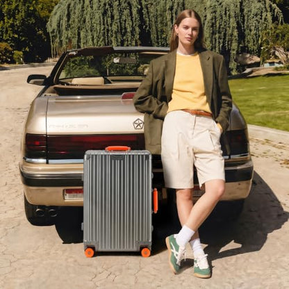20 Inch All Aluminum Zipperless Carry On Luggage,Hard Shell Suitcase - color: Grey
