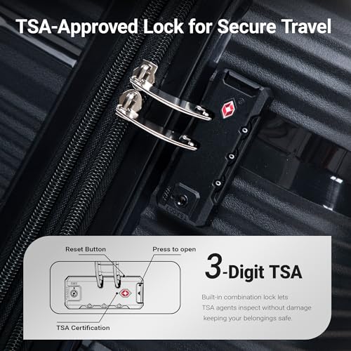 Rosamo 4 Piece PP Hardside Expandable Luggage Set - Lightweight 29/25/21/16 Inch Spinner Suitcase with TSA Lock & Telescoping Handle, Durable Travel Luggage - color: Black