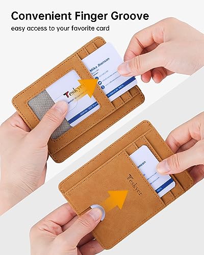 Teskyer Slim Minimalist Wallet for Men, RFID Front Pocket Card Holder - color: Y98 - Khaki