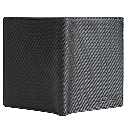 Polare Slim RFID Blocking Leather Passport Holder Travel Bifold Wallet For Men (Carbon Black) - color: Carbon Black
