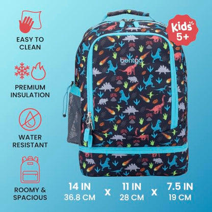 Bentgo Kids 2-in-1 Backpack & Insulated Lunch Bag with Padded Straps - color: Dinosaur, size: Kids Large