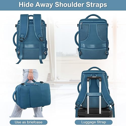 Sinaliy Travel Backpack for Men Women, Airline Approved Personal Item Bag - color: Deep Blue, size: Large